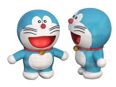 Doraemon Stuffed Doll With Blue Body Red Collar And Open Mouth Design 3d model Doraemon Stuffed Doll With Blue Body Red Collar And Open Mouth Design 3d model