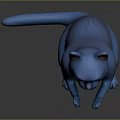 Stylized Blue Cat Game and Movie Character Standing with Paws Gesture