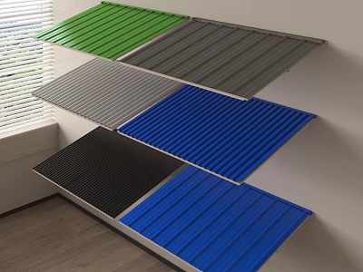 Colorful Corrugated Building Components in Green Gray Blue and Black Tones 3d model