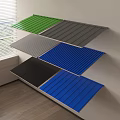 Colorful Corrugated Building Components in Green Gray Blue and Black Tones