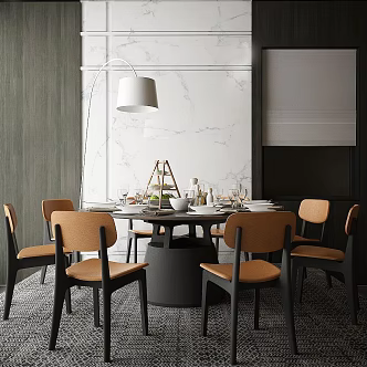 Dining table and chair 3d model
