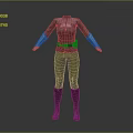 Futuristic Sci Fi Character In Gray Tight Fitting Armored Suit With Straps And Boots
