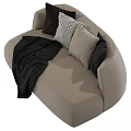 Beige And Dark Gray Multi Person Sofa With Decorative Cushions Geometric Pattern And Throw Blanket 3d model