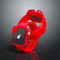 Red Smartwatch Modern Design With Square Dial Digital Display And Silicone Strap