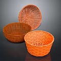 Set Of Three Orange Woven Baskets For Home Storage And Decorative Use