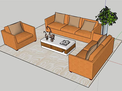 Modern sofa coffee table combination 3d model