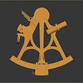 Golden Nautical Navigation Instruments Set With Sextant Telescope And Compass