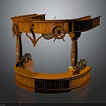 Wooden Curved Bar Counter With Steering Wheel Decorations Pillars Wine Barrels And Wine Bottles