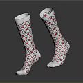 Stylish Playing Card Pattern Socks White Base With Red Black Heart Diamond Designs