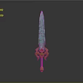Decorative Turquoise Sword With Intricate Patterns And Golden Yellow Hilt Design