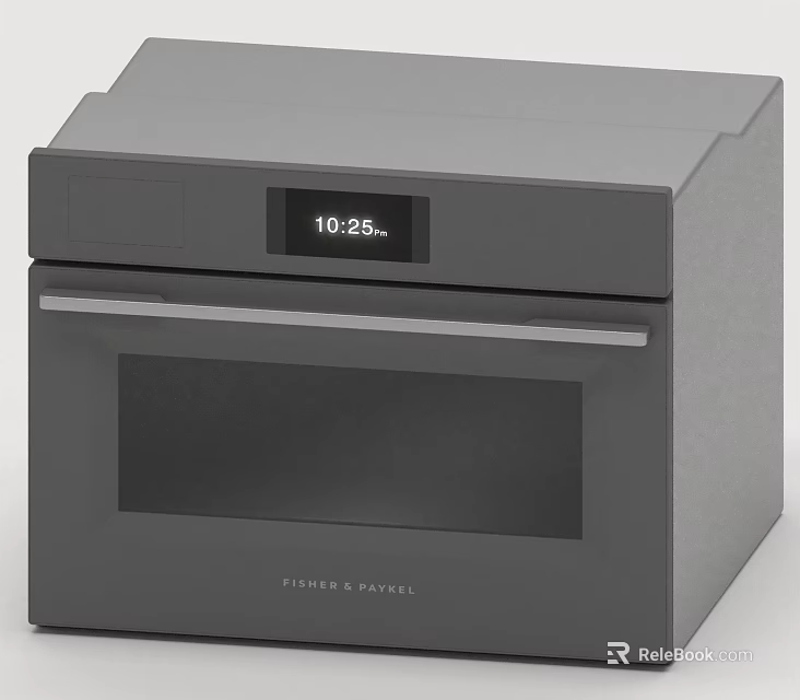 Fisher Paykel Modern Gray Oven With Digital Display Showing Time In Kitchen 3d model 