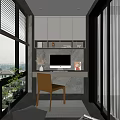 Modern Balcony Desk Balcony Bookcase Sofa Stool Lazy Sofa Single Sofa Study 3d model