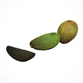 Fresh Ripe Avocado Whole Fruit and Halved Sections with Pit