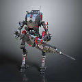 Game Movie Character Detailed Futuristic Mechanical Robot Equipped With Armor And Weapon