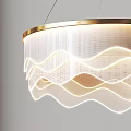 Modern Chandelier With Wave Pattern Design Gold Frame And White Illuminated Shade For Interior