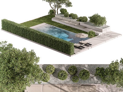 Landscape furniture backyard with pool model