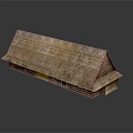 Traditional Building With Thatched Roof Long Wooden Structure And Glass Windows
