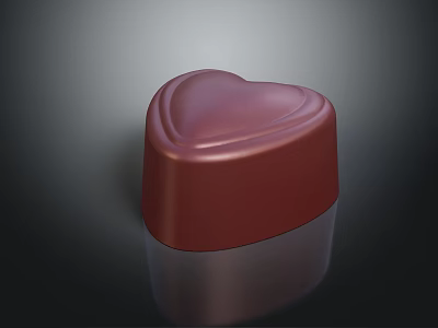 Red Heart Shaped Chocolate With Transparent Base On Dark Background 3d model