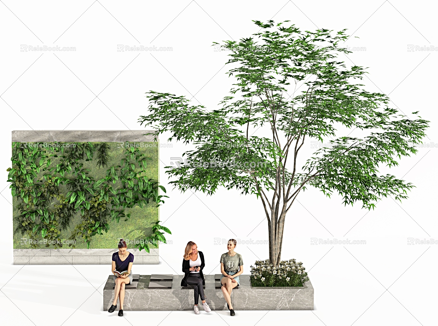 Modern Tree Pool Landscape Tree Green Plant Wall Leisure Landscape Tree Pool model