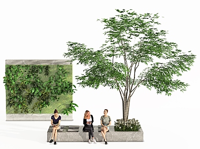 Modern Tree Pool Landscape Tree Green Plant Wall Leisure Landscape Tree Pool 3d model