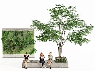 Modern Tree Pool Landscape Tree Green Plant Wall Leisure Landscape Tree Pool 3d model