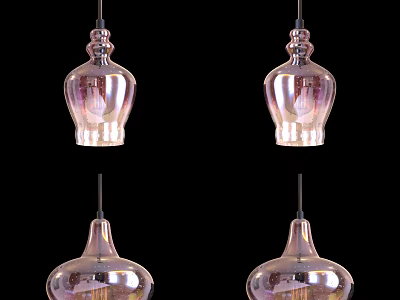 Modern Glass Pendant Lights With Transparent Shades Hanging In Interior Space 3d model