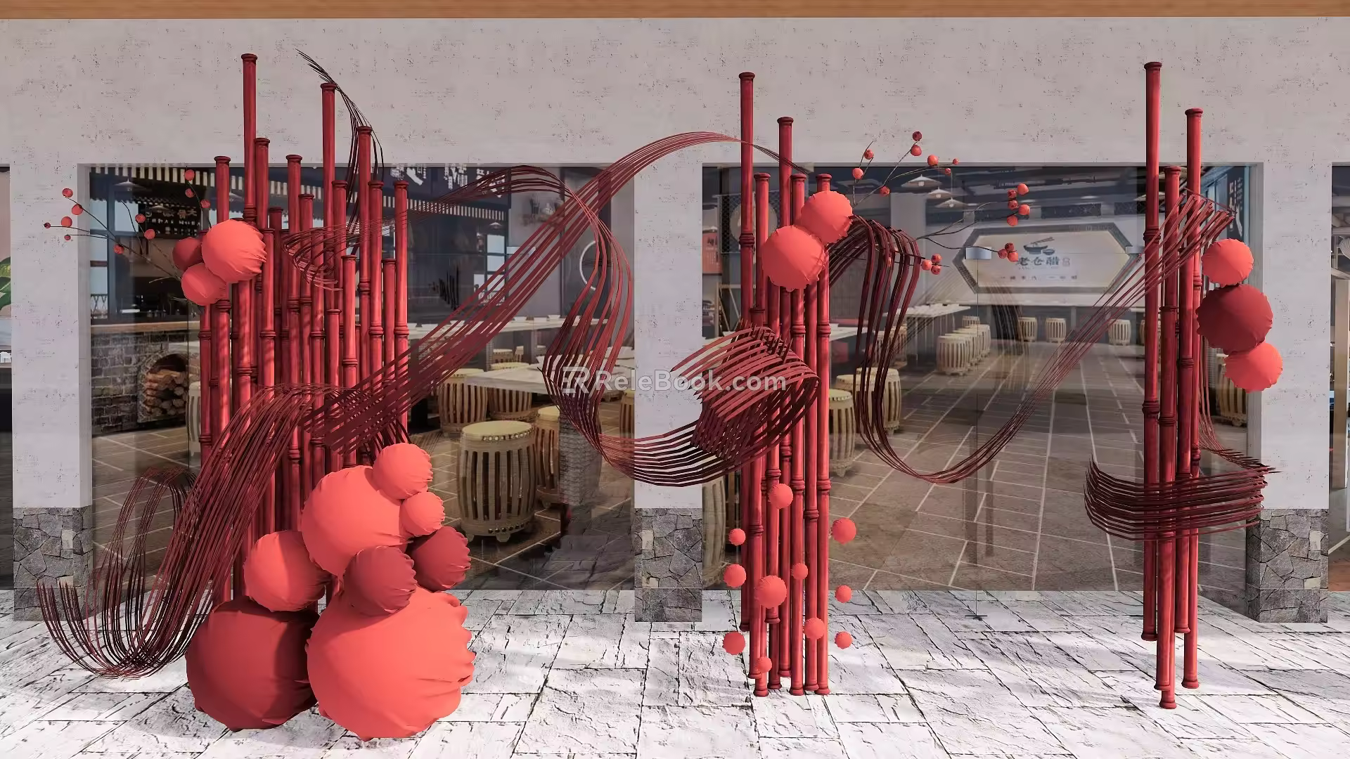 1006LW Spring Festival red layout wedding draft master and design material renderings 3d model