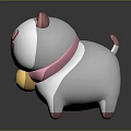 Cute White Cat Cartoon Character With Pink Ears Collar Paws And Yellow Bell