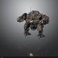 Metallic Armored Biomechanical Warrior With Mechanical Arms Red Green Details And Multiple Joints