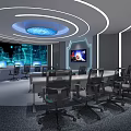 Hi tech Modern Control Room With Multiple Monitoring Screens Workstations And Ergonomic Chairs