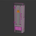 Gray Electrical Enclosure With Yellow Lightning Warning Sign Lockable Door And Ventilation Grill