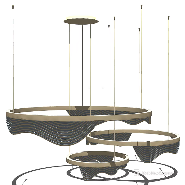 Elegant Contemporary Multi layer Wavy Hanging Chandelier for Modern Home Interior Decoration 3d model 
