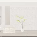 Woven Storage Basket in Modern Home with Wooden Floor Potted Plant and Decorative Panel