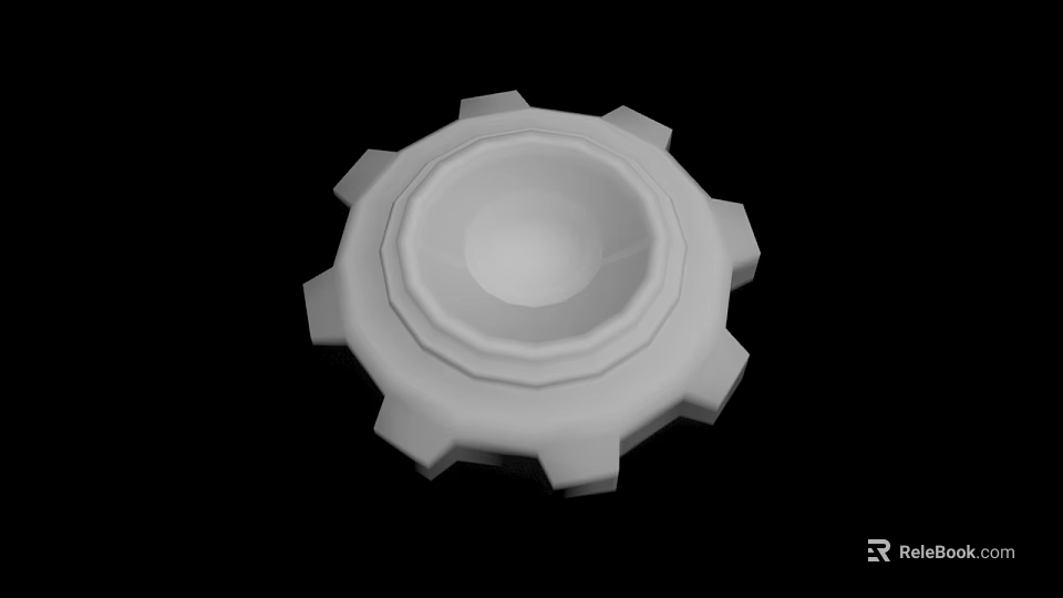 White Gear Shaped Mechanical Component With Geometric Structure And Circular Design 3d model 