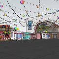 Vibrant Commercial Street With Container Plaza Dining Square Starbucks And Colorful Container Buildings