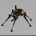 Orange Mechanical Spider Robot With Multi Legged Structure And Antenna Design 3d model
