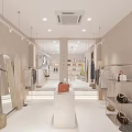 Elegant Modern Clothing Store Interior Design With Hanging Garments Mirror And Green Plants