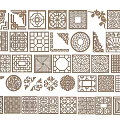 Chinese-style carved flower window door and window grille partition 3d model