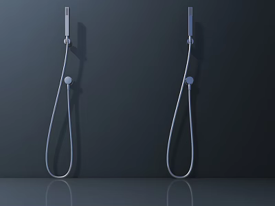 Modern Chrome Handheld Shower Pair Mounted On Dark Wall With Long Hose 3d model