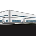 Modern Industrial Factory Building Exterior With Vehicles Pedestrians And Trees