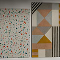 Square Rugs with Colorful Speckled Patterns and Geometric Striped Designs for Modern Home Interior