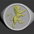 Stylish White Band Ring With Yellow Lion Design For Fashion Jewelry
