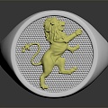 Modern Ring Lion Seal Ring Diamond Ring 3d model