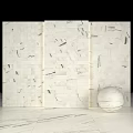 White Marble Slabs With Natural Veins And Decorative Sphere For Interior Design