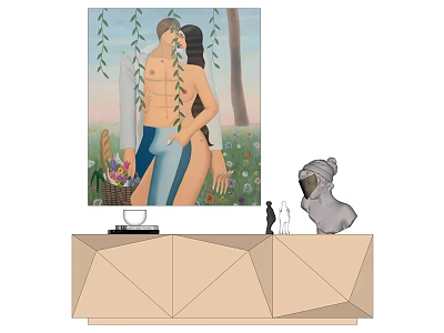 Modern TV Cabinet Decorative Painting 3d model