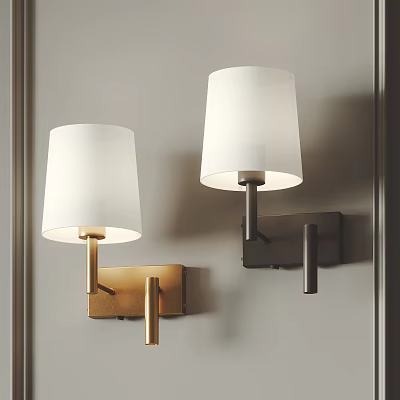 Modern Wall Lamps With White Shades Gold And Dark Bases For Interior Decor 3d model