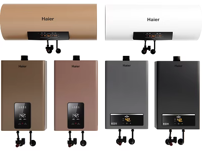 Modern Haier Kitchen Appliances With Various Colored Water Heaters And Multiple Styles 3d model