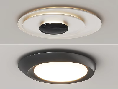 Modern Round LED Ceiling Light With Black And White Minimalist Metal Frame Design 3d model