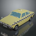Yellow Taxi With Black And White Checkered Pattern And Taxi Sign On Top