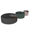 Round Low Stool Sofa Stool Leisure Stool Collection 3d model